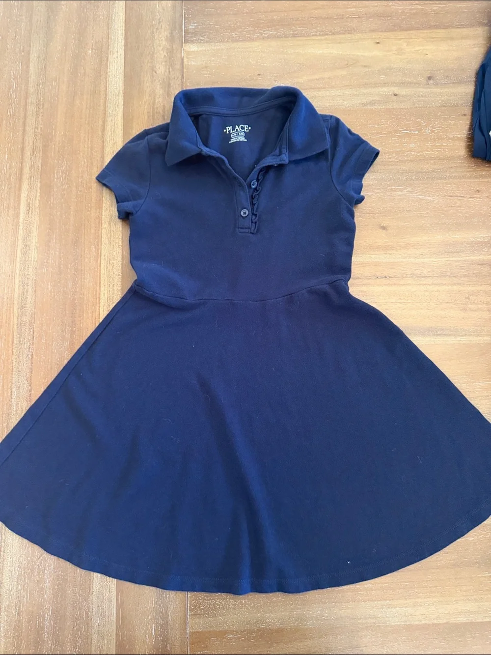 The Children's Place Ruffle Soft Pique Navy Polo Uniform Dress Size 5/6